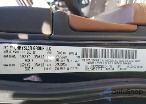 2013 Jeep Grand Cherokee Overland z USA, uszkodzony, nr VIN 1C4RJFCT0DC652134